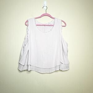 Gilli Pink Sleeveless Fringe Lined Tiered Tank Top Blouse Womens Plus Size 2X